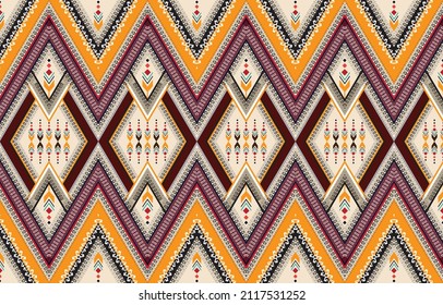 Ethnic abstract triangle pattern art. Seamless pattern in tribal, 
folk embroidery, and Mexican style. Aztec geometric art ornament print.
Design for carpet