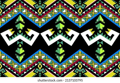 Ethnic abstract triangle pattern art. Seamless pattern in tribal, 
folk embroidery, and Mexican style. Aztec geometric art ornament print.
Design for carpet, clothing, wrapping
