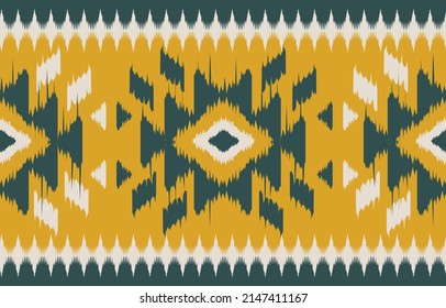 Ethnic abstract yellow. Seamless geometric pattern in tribal, folk embroidery, and Mexican style. Aztec geometric art ornament print. Design for carpet, wallpaper, clothing, wrapping, fabric, textile.