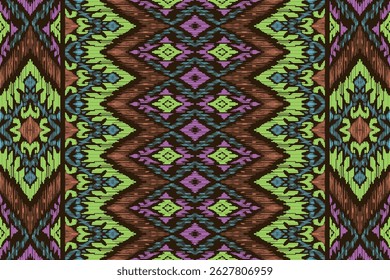 Ethnic abstract,combining tribal, indigenous and Mexican embroidery with Aztec geometric motifs, ikat fabric artwork with seamless patterns.
