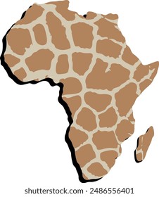 Die Karte des ethnischen Afrikas von Kontinent und Festland. Afrikanisches Mandala. Strukturierte Vektorgrafik Afrikas. Vektorillustration. Abstrakter farbiger Hintergrund die Farbe der Giraffe