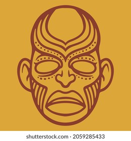 Ethnic african m ancient. Ritual religious element of ancient maya culture and civilization. Tribal ethnic masks vector illustration.