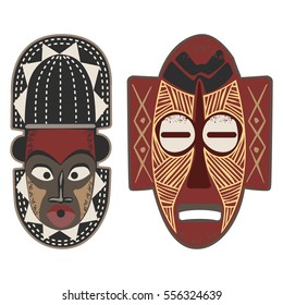 Ethnic African masks. Vector illustration