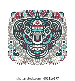 Ethnic African pattern in graphic style. Vector illustration for design fabric, coloring on a white background.
