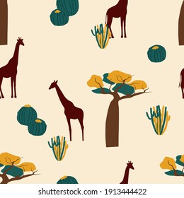 Ethnic african seamless pattern background. African traditionat tribal symbols seamless pattern for textile, souvenir shop wrapping paper, t shirt print, tourism agency flyer advertising etc. 