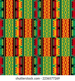 Ethnic African traditional pattern. Vector African tribal kente colorful pattern seamless background. Abstract African pattern for fabric, home interior decoration elements, upholstery, wrapping.