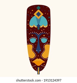 Ethnic african tribal mask pattern background. Voodoo shaman mask for design card, t shirt print, invitation, party flyer etc