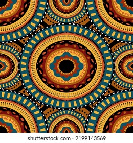 Ethnic African vector seamless pattern. Fashion fabric print design. African or Brazilian ethnic tribal hand drawn swatch. Chick doodle patchwork. Seamless pattern with hipster motifs style.