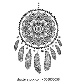 Ethnic American Indian Dream catcher can be used as a greeting card