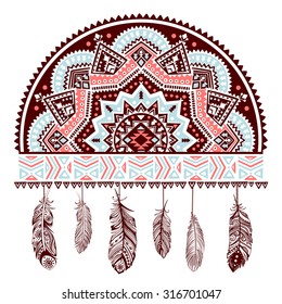 Ethnic American Indian Dream catcher can be used as a greeting card