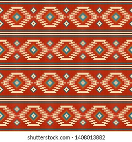Ethnic American Indian embroidery inspired seamless pattern design. Vector background