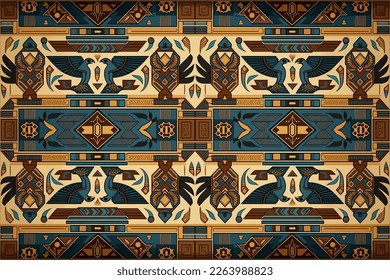 Ethnic ancient seamless Egyptian pattern. Abstract traditional folk old antique tribal ethnic Egypt graphic line. Ornate elegant luxury vintage retro style for texture textile fabric background wallpa