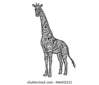 Ethnic Animal Doodle Detail Pattern - Giraffe Zentangle Illustration