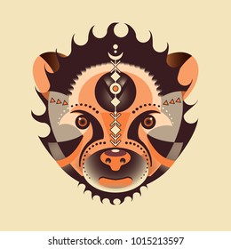 Ethnic animal. Geometry bear head.