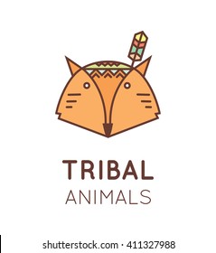 Ethnic animals collection. Tribal fox
