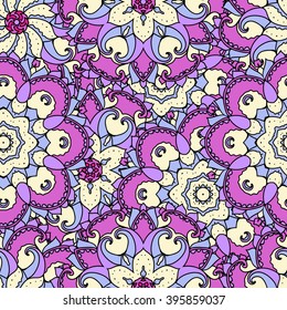Ethnic arabic, indian ornament. Hand drawn seamless pattern. Vector illustration.