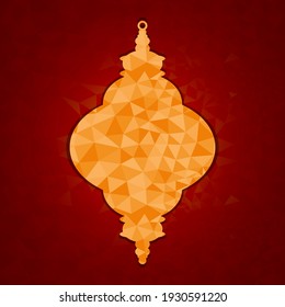 Ethnic Arabic lamp for the end of holy month ramadan muslim celebration or chinesee New Year, decoration for traditional arab interior, design vector illustration low poly art style