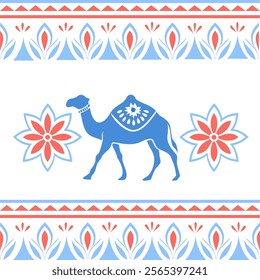 Ethnic arabic seamless border pattern with camel
