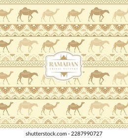 Ethnic arabic seamless pattern with camel for textile design 