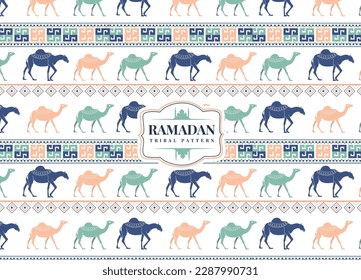 Ethnic arabic seamless pattern with camel for textile design 