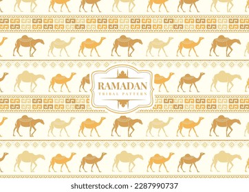 Ethnic arabic seamless pattern with camel for textile design 