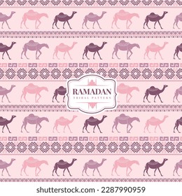 Ethnic arabic seamless pattern with camel for textile design 