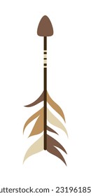 Ethnic Arrow Illustration. Boho Arrow In Flat Design Illustration.  Decorative design element in Boho style. Vector illustration isolated on white background.