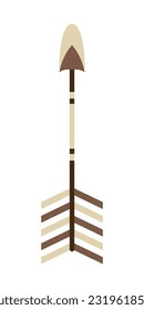 Ethnic Arrow Illustration. Boho Arrow In Flat Design Illustration.  Decorative design element in Boho style. Vector illustration isolated on white background.