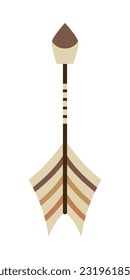 Ethnic Arrow Illustration. Boho Arrow In Flat Design Illustration.  Decorative design element in Boho style. Vector illustration isolated on white background.