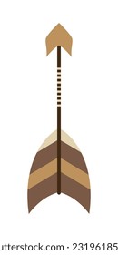 Ethnic Arrow Illustration. Boho Arrow In Flat Design Illustration.  Decorative design element in Boho style. Vector illustration isolated on white background.