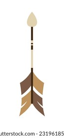 Ethnische Pfeilillustration. Boho-Pfeil in Flach-Design-Illustration.  Dekoratives Design im Boho-Stil. Vektorgrafik einzeln auf weißem Hintergrund.