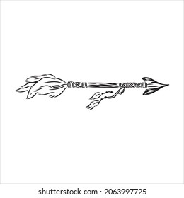 Flechas étnicas, plumas. Estilo boho. vector de flecha boho