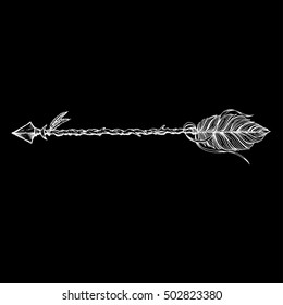 Ethnic arrows, feathers. Boho style. Freedom concept.