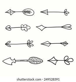 Ethnic arrows icon set. Native Indian arrows.