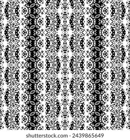 Vector de garabato de arte étnico. Doodle Ink Ink Batik. Batik de mano tribal de color negro. Simple patrón bohemio. Patrón abstracto de la tinta azteca. Textura de garabato oscuro de color negro. Repetición nativa oscura abstracta