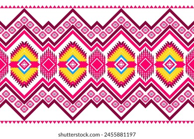 Ethnic art fabric design Continue the pattern of local fabric. Ethnic, geometric and floral designs used for weaving, rugs, wallpapers, purples, clothes, fabrics, embroidery illustrations, geometric 