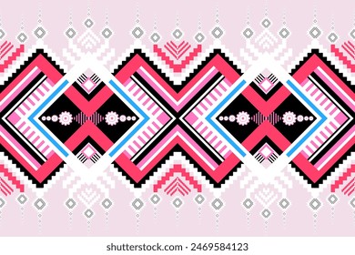 Ethnic art fabric design Continuing the local fabric pattern ethnic design white flower geometric carpet weaving wallpaper black pink clothing embroidery illustration card scrapbook