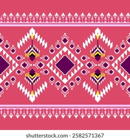 Ethnic art fabrics with local woven patterns and geometric shapes are used for carpets, wallpaper, clothing and embroidery.They are also used for the designs of Native American,Aztec tribes,cards.