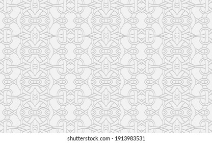 Ethnic artistic geometric convex volumetric white background from a 3D pattern for presentations, wallpaper in the traditional style of oriental peoples.