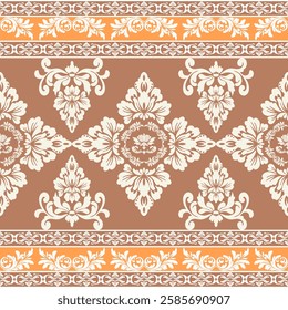 Ethnic Asian pattern. Oriental style seamless pattern design. Thai Damask Pattern
