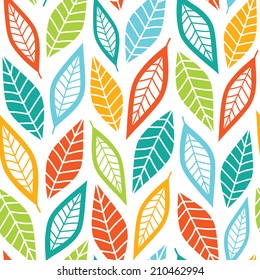 ethnic autumn lined colorful leaves abstract vector seamless wallpaper background pattern design