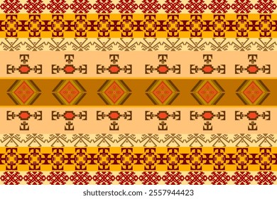 Ethnic Aztec abstract geometric oriental traditional embroidery seamless pattern. Native geometry decorative design for fabric, clothing, border decor, interior, wallpaper, background, texture, print