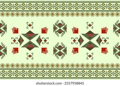 Ethnic Aztec abstract geometric oriental traditional embroidery seamless pattern. Native geometry decorative design for fabric, clothing, border decor, interior, wallpaper, background, texture, print