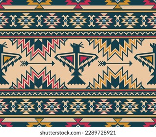 Ethnic Aztec abstract ikat art. Seamless motif triangle chevron pattern in tribal, Navajo folk embroidery, and Mexican style. geometric art ornament print.Design for carpet, wallpaper, textile.
