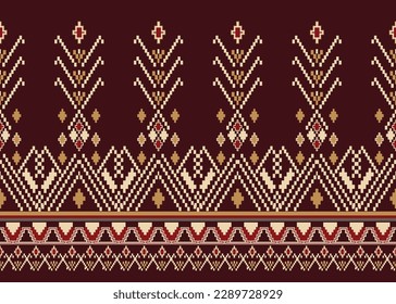 Ethnic Aztec abstract ikat art. Seamless motif triangle chevron pattern in tribal, Navajo folk embroidery, and Mexican style. geometric art ornament print.Design for carpet, wallpaper, textile.