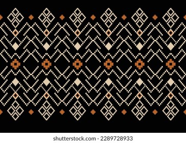 Ethnic Aztec abstract ikat art. Seamless motif triangle chevron pattern in tribal, Navajo folk embroidery, and Mexican style. geometric art ornament print.Design for carpet, wallpaper, textile.