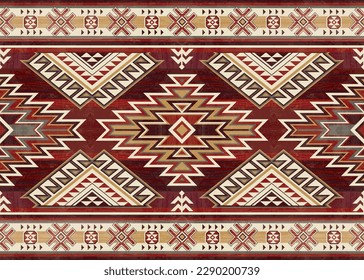 Ethnic Aztec abstract ikat art. Seamless motif triangle chevron pattern in tribal, Navajo folk embroidery, and Mexican style. geometric art ornament print.Design for carpet, wallpaper, textile.