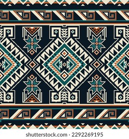 Ethnic Aztec abstract ikat art. Seamless motif triangle chevron pattern in tribal, Navajo folk embroidery, and Mexican style. geometric art ornament print.Design for carpet, wallpaper, textile.