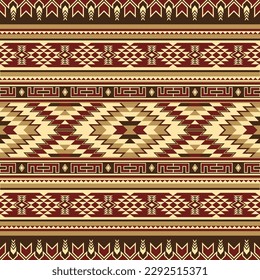 Ethnic Aztec abstract ikat art. Seamless motif triangle chevron pattern in tribal, Navajo folk embroidery, and Mexican style. geometric art ornament print.Design for carpet, wallpaper, textile.
