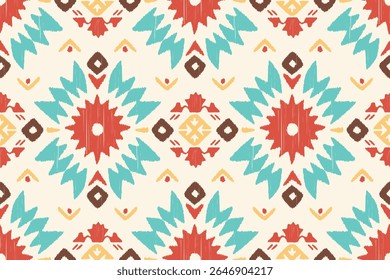 Ethnic Aztec abstract ikat art. Seamless motif triangle chevron pattern in tribal, Navajo folk embroidery, and Mexican style. geometric art ornament print.Design for carpet, wallpaper, and textile